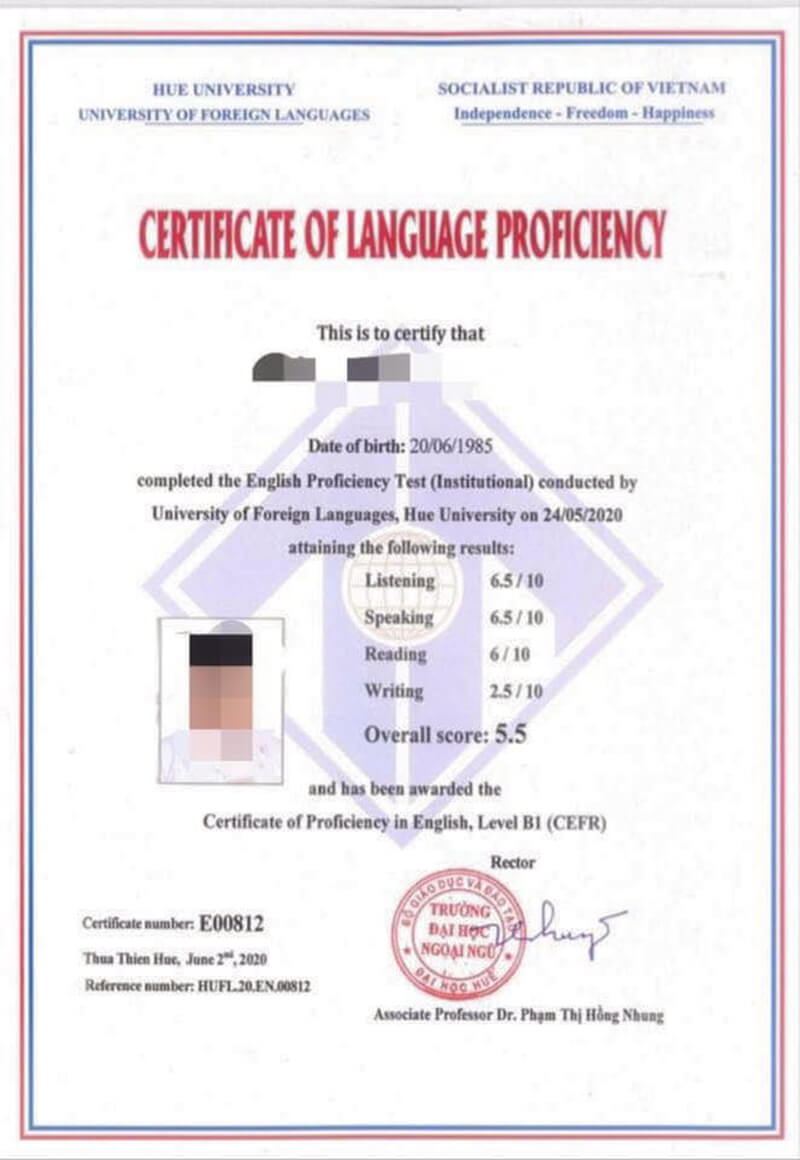chứng chỉ tiếng anh đại học ngoại ngữ đại học Huế