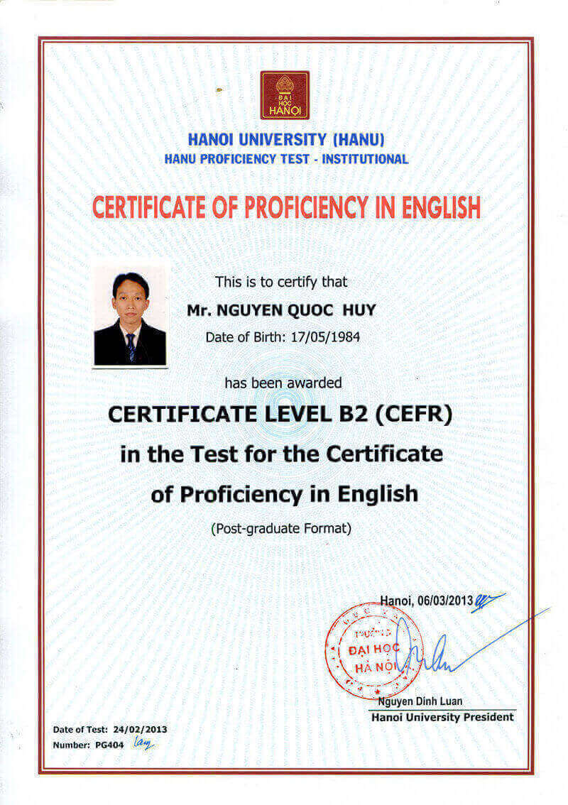 Chứng chỉ tiếng anh Đại học Hà Nội