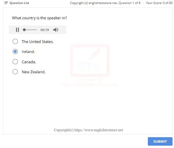 Nhấn submit để xem đáp án bài thi tiếng anh C1 trên Englishteststore.net