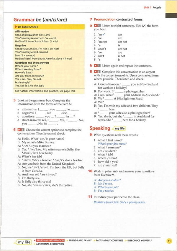 Sách tiếng anh Life A1 - A2 Unit 1 trang 3