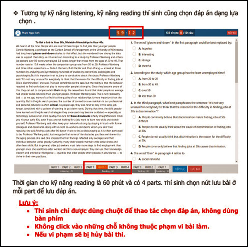 các bước làm bài thi vstep trên máy tính 8