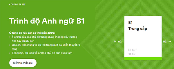 Download bài test kiểm tra trình độ tiếng anh B1 châu Âu miễn phí