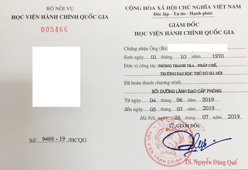 Chứng chỉ bồi dưỡng lãnh đạo cấp phòng - HVHC
