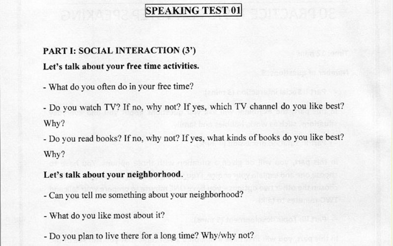 Mẫu đề 30 practice tests for Vstep Speaking- Step by Step To Get Vstep