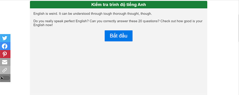 Test trình độ tiếng anh A2 trên Arealme
