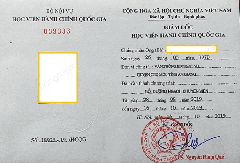 Chứng chỉ chuyên viên - Học viện Hành chính Quốc gia