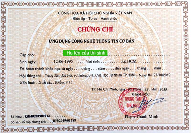 Lịch thi chứng chỉ tin học cơ bản – nâng cao Đại học KHTN