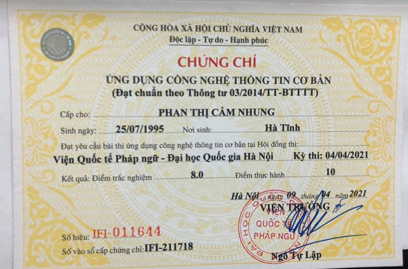Tuyển sinh khóa luyện thi chứng chỉ tin học Đại học Quốc gia Hà Nội