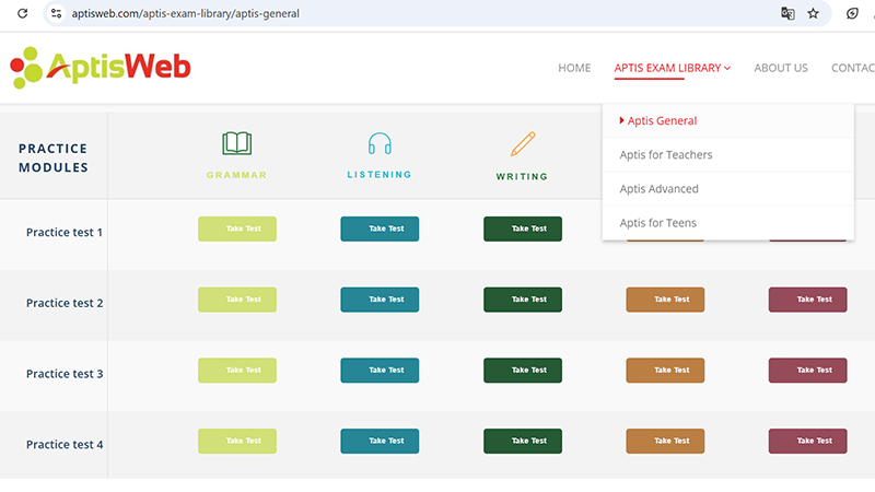 Thi thử APTIS online tại APTIS web