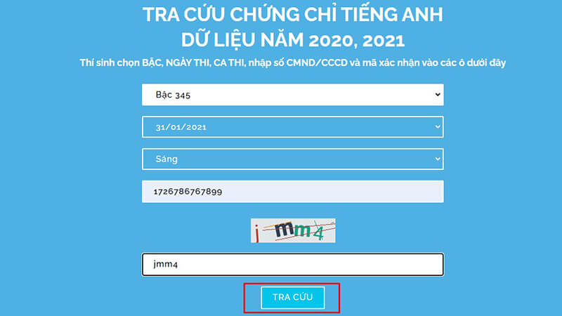Tra cứu chứng chỉ tiếng Anh đại học sư phạm TPHCM bước 2