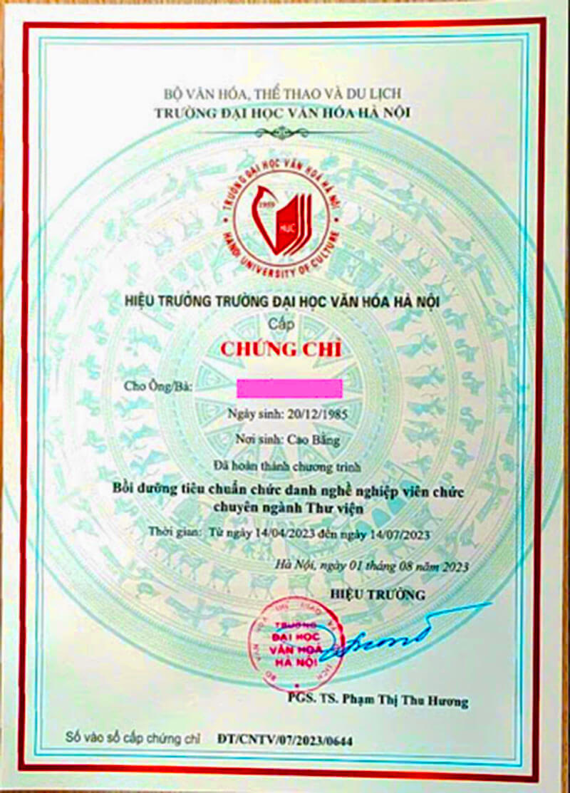 Khóa học bồi dưỡng chức danh nghề nghiệp thư viện