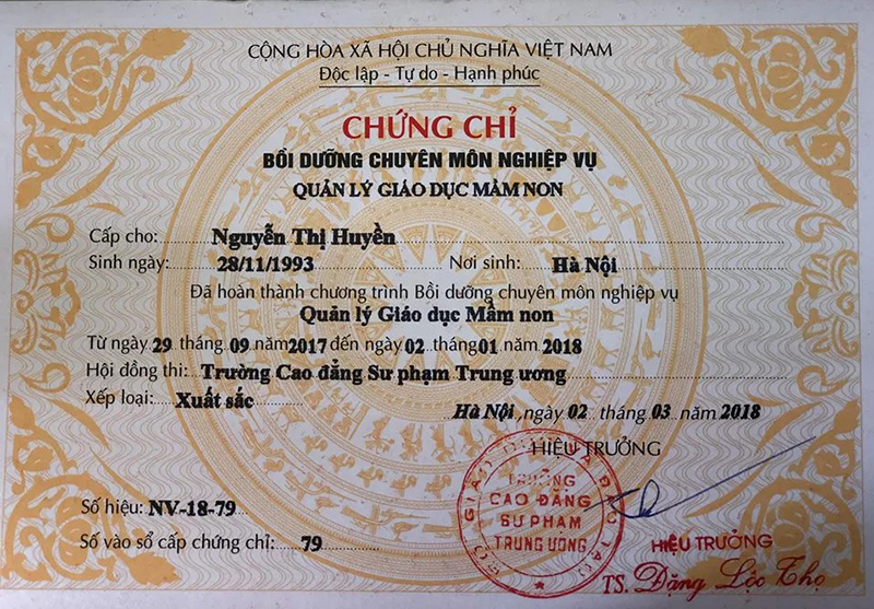 Khóa học chứng chỉ quản lý mầm non